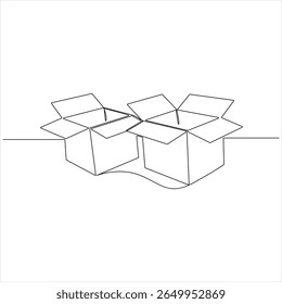 Um desenho de linha contínua de uma caixa de papelão minimalista Parcel e Courier conceito de entrega vetor ilustração