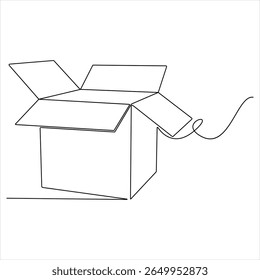 Um desenho de linha contínua de uma caixa de papelão minimalista Parcel e Courier conceito de entrega vetor ilustração