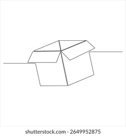 Um desenho de linha contínua de uma caixa de papelão minimalista Parcel e Courier conceito de entrega vetor ilustração