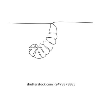 One continuous line drawing Caterpillar process into pupae. Caterpillar simple outline vector illustration.