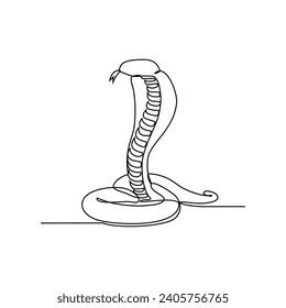 One continuous line drawing of ccobra vector illustration. Unravel the secrets of their unique hooded neck, used for display and intimidation. Animal design suitable for your asset.