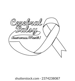 Un plano continuo de la línea del mes de toma de conciencia de la parálisis cerebral con fondo blanco. Diseño del mes de conciencia de la parálisis cerebral en un estilo lineal simple. Vector de concepto del mes de conciencia de la parálisis cerebral.