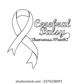 One continuous line drawing of Cerebral Palsy awareness month with white background. Cerebral Palsy awareness month design in simple linear style. Cerebral Palsy awareness month design concept vector.