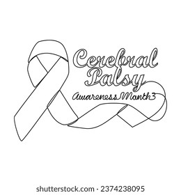 One continuous line drawing of Cerebral Palsy awareness month with white background. Cerebral Palsy awareness month design in simple linear style. Cerebral Palsy awareness month design concept vector.