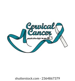 One continuous line drawing of cervical cancer awareness month with white background. Awareness ribbon design in simple linear style. healthcare and medical design concept vector illustration.