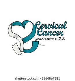 Un dibujo de línea continua de un mes de conciencia del cáncer cervical con antecedentes blancos. Diseño de cinta de concientización en estilo lineal simple. ilustración vectorial del concepto de diseño médico y de salud.