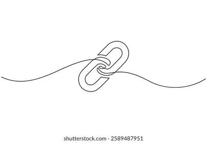 One continuous line drawing of a chain. Vector illustration, Continuous single line drawing of link icon Hyperlink chain symbol vector illustration.