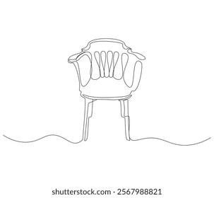 One continuous line drawing of chair wood furniture . Single line of chair interior vector illustration