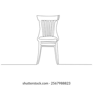 One continuous line drawing of chair wood furniture . Single line of chair interior vector illustration