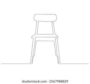 One continuous line drawing of chair wood furniture . Single line of chair interior vector illustration
