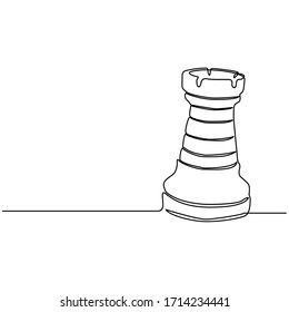 one continuous line drawing chess rook