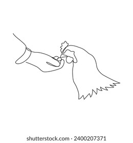 One continuous line drawing of Chicken are looking for food around the house yard vector illustration. Animal activity design illustration simple linear style vector concept. Animal design concept