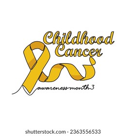One continuous line drawing of childhood awareness month with white background. Awareness ribbon design in simple linear style. healthcare and medical design concept vector illustration.