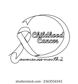 One continuous line drawing of childhood awareness month with white background. Awareness ribbon design in simple linear style. healthcare and medical design concept vector illustration.