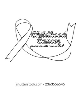 Una línea continua de dibujo del mes de concientización de la infancia con fondo blanco. Diseño de cinta de concientización en estilo lineal simple. ilustración vectorial del concepto de diseño médico y de salud.