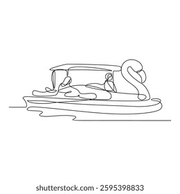 One continuous line drawing of children playing  in the playground park vector illustration. Games themes design concept in simple linear continuous line. Game themes design is suitable for your asset