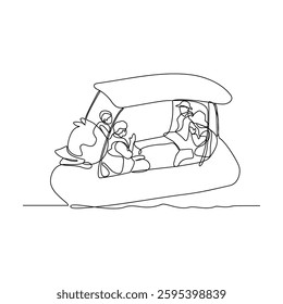 One continuous line drawing of children playing  in the playground park vector illustration. Games themes design concept in simple linear continuous line. Game themes design is suitable for your asset