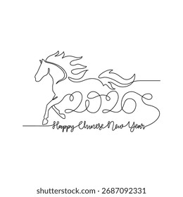 Un dibujo lineal continuo de la Ilustración vectorial del Año Nuevo chino. Concepto de diseño de tema de Año Nuevo chino en línea lineal simple. Gran diseño para las celebraciones de año nuevo chino.