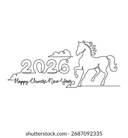 One continuous line drawing of Chinese New Year vector illustration. Chinese New Year theme design concept in simple linear continuous line. Great design for chinese new year celebrations.