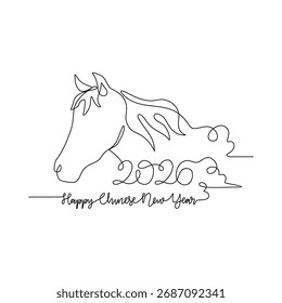 Um desenho de linha contínua da ilustração vetor Ano Novo Chinês. Conceito de design de tema de Ano Novo chinês em linha contínua linear simples. Grande design para as celebrações do ano novo chinês.