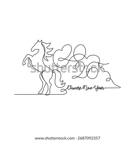 One continuous line drawing of Chinese New Year vector illustration. Chinese New Year theme design concept in simple linear continuous line. Great design for chinese new year celebrations.