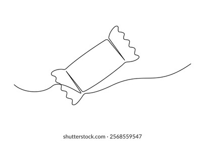 One Continuous Line Drawing of Chocolate Icon. Single Line Vector Illustration, Chocolate bar continuous one line drawing vector illustration.