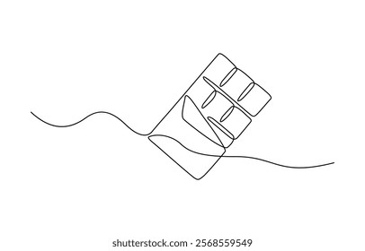 One Continuous Line Drawing of Chocolate Icon. Single Line Vector Illustration, Chocolate bar continuous one line drawing vector illustration.