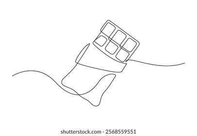 One Continuous Line Drawing of Chocolate Icon. Single Line Vector Illustration, Chocolate bar continuous one line drawing vector illustration.