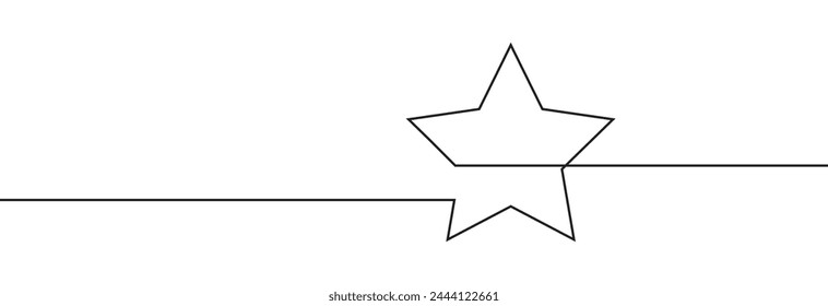 Un dibujo de línea continua de marco de Navidad y borde con estrellas. Línea de ruptura festiva con patrón floreciente en estilo lineal simple. Doodle esquema archivo vectorial. ilustración vectorial.