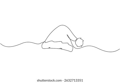 One continuous line drawing of christmas Santa Claus hat, Santa Claus hat continuous one line drawing, single line art element, minimalist sketch line vector illustration, Christmas.