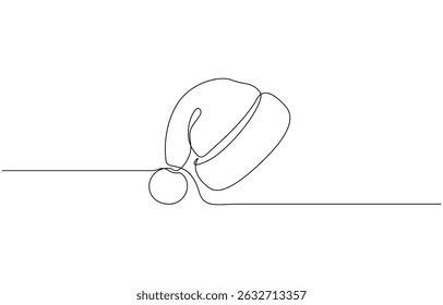 One continuous line drawing of christmas Santa Claus hat, Santa Claus hat continuous one line drawing, single line art element, minimalist sketch line vector illustration, Christmas.
