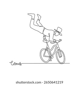 One continuous line drawing of circus themes design vector illustration. people circus performance illustration simple linear style vector concept. Suitable for circus show promotion and education.