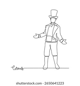 One continuous line drawing of circus themes design vector illustration. people circus performance illustration simple linear style vector concept. Suitable for circus show promotion and education.