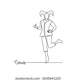 One continuous line drawing of circus themes design vector illustration. people circus performance illustration simple linear style vector concept. Suitable for circus show promotion and education.