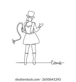 One continuous line drawing of circus themes design vector illustration. people circus performance illustration simple linear style vector concept. Suitable for circus show promotion and education.