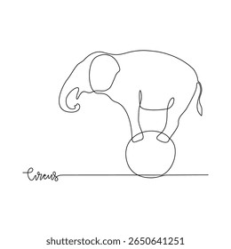One continuous line drawing of circus themes design vector illustration. animal circus performance illustration simple linear style vector concept. Suitable for circus show promotion and education.