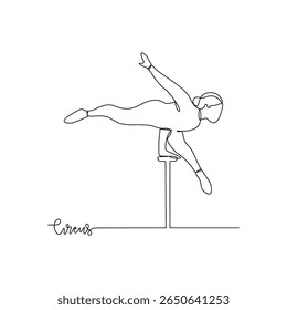 One continuous line drawing of circus themes design vector illustration. people circus performance illustration simple linear style vector concept. Suitable for circus show promotion and education.