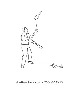 One continuous line drawing of circus themes design vector illustration. people circus performance illustration simple linear style vector concept. Suitable for circus show promotion and education.