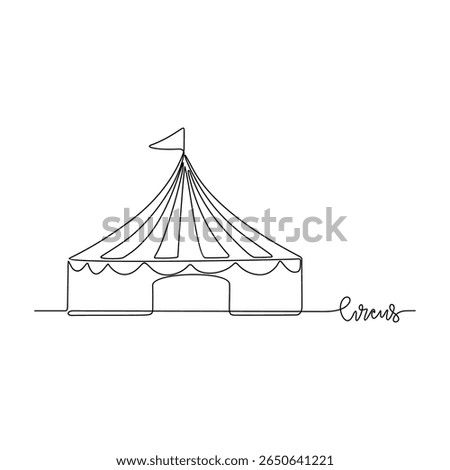One continuous line drawing of circus themes design vector illustration. Tent circus performance illustration simple linear style vector concept. Suitable for circus show promotion and education.