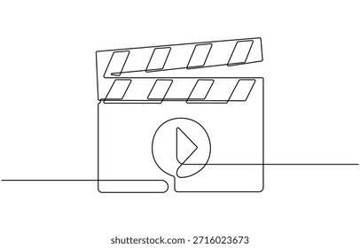 Un dibujo de línea continua de tablero de clapper.