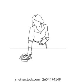 Un dibujo de línea continua de una Ilustración vectorial de actividad de oficina de limpieza. Actividad de limpieza de escritorio en concepto de diseño de Vector de estilo lineal simple. Adecuado para su propósito de negocio y activo de diseño.