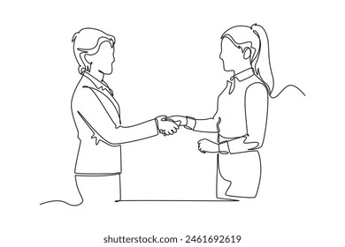 One continuous line drawing of client and customer concept. Doodle vector illustration in simple linear style.