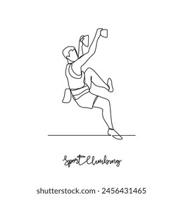 One continuous line drawing of climbing sports vector illustration. climbing sports design in simple linear continuous style vector concept. Sports themes design for your asset design illustration.