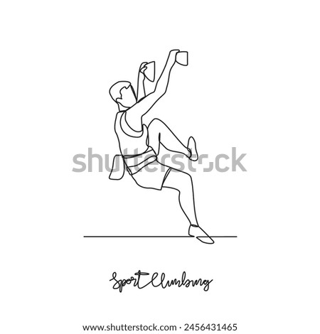 One continuous line drawing of climbing sports vector illustration. climbing sports design in simple linear continuous style vector concept. Sports themes design for your asset design illustration.