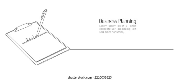 Un plano de línea continuo del Portapapeles con lista de verificación y lápiz. Prueba de concepto y lista de tareas en un estilo lineal simple. Informe comercial de logotipos e iconos con trazo editable. Ilustración de Doodle Vector