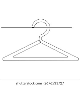 One continuous line drawing of clothes hanger minimalist vector illustration
