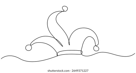 Um vetor de chapéu de palhaço de desenho de linha contínua. Chapéu palhaço design de arte de linha única, Jester Hat Doodle, Jester Hat contínuo um desenho de linha