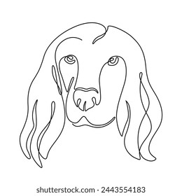 One continuous line drawing Cocker Spaniel vector Image. Single line minimal style dog portrait. Cute puppy black linear sketch isolated on white background. Graphic drawing.