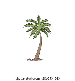 One continuous line drawing of cocos nucifera. Decorative coconut palm tree concept for plantation company logo and home art wall decor poster print. Trendy single line draw design vector illustration