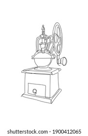 One Continuous line drawing of the coffee in modern minimalistic style, Single line draw graphic design illustration